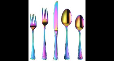 30-delige Regenboog Bestekset voor 6 Personen - Hoogwaardig Roestvrij Staal