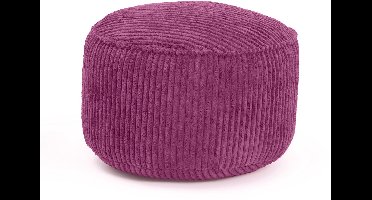 Lumaland zitzak poef van corduroy | Compacte 50L gaming poef met 3-in-1-functie: comfortabele kruk, handig tafeltje en stijlvolle voetenbank voor binnenshuis | Ø 25 x 45 cm - Wijnrood