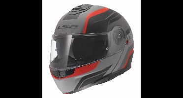 LS2 FF908 Strobe II systeemhelm Monza mat zwart grijs rood M