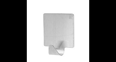 Excellent houseware Zelfklevende rvs haakjes - vierkant - 2x stuks - 5 x 5,5 cm - handdoekhaakjes