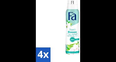 4 x Fa Deodorant Fresh Blossom 150 ml - Deodorant Spray - Bloemengeur - 48 Uur Bescherming - Anti-zweet - Anti-gele Vlekken