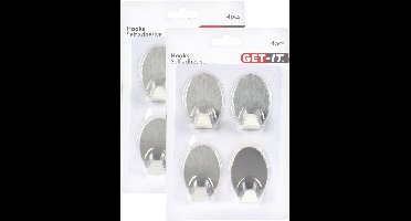 Excellent Houseware ophang haakjes - zelfklevend - 12x stuks - keuken - badkamer - rvs - D3.5 cm