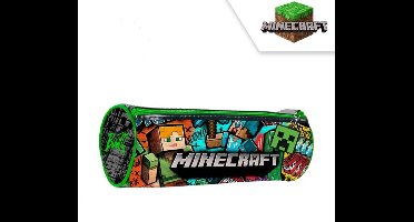 Minecraft Etui Rond – Plush Pennenzak 22x8 cm – Zachte Etui van Polyester – Officieel Minecraft