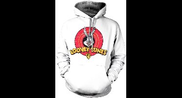 Looney Tunes Distressed Logo Hoodie White-L