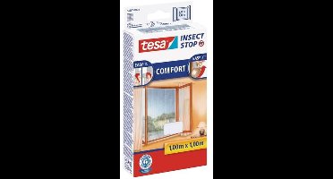 Tesa Insect-Stop Comfort vliegenhor ramen 100 x 100 cm antraciet - Effectieve Insectenwering - Met gratis cheatsheet