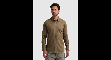 katoenen overhemd Cast Iron groen effen slim fit