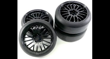 Absima 1:10 Straatmodel Complete wielen Drift Zwart 4 stuk(s)