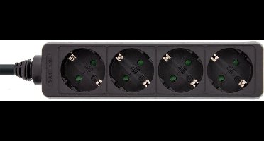 Stekkerdoos met 4 contacten / zwart - 5 meter