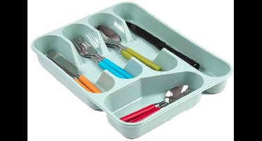 2x stuks plasticforte bestekbak - bestekhouders - 5-vaks - mintgroen - 27 x 34 x 5 cm - keuken opberg accessoires