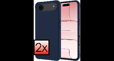 Hoesje - 2 Stuks - Geschikt voor Apple iPhone Air - Sterk & Shockproof - Case Siliconen - Back Cover - Telefoon Hoes - Donkerblauw