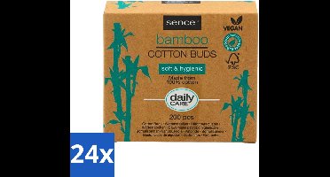24 x Sence - Bamboe - Wattenstaafjes - Afbreekbaar & Vegan - 200 Wattenstaafjes - Bamboe Wattenstaafjes - Vegan Wattenstaafjes - Biologisch Afbreekbaar - Katoen Wattenstaafjes - Duurzame Verzorging