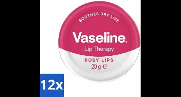 12 x Vaseline - Rosy Lips - Lip Therapy - Verzorgend - 20 g - Lippenbalsem - Verzorging - Rosé Lippen - Hydraat - Droge Lippen