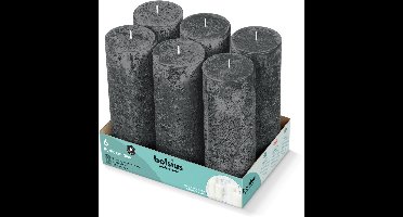 Bolsius - Rustieke Stompkaarsen 190/68 - Stormy Grey - 6 stuks