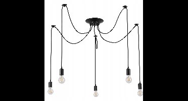 Hanglamp Industriële Stijl E27 Zwart 5x lichtspots
