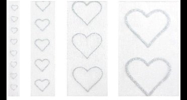 Lint valentijn glittering hearts zilver 10m x 25mm