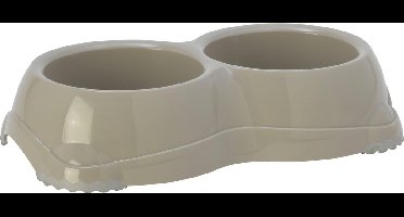 Moderna plastic hondeneetbak dubbel Smarty 2 warmgrijs (inhoud 2x 645 ml)