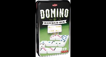 Tactic Domino Double Six – Bordspel – Luxe Tin – Klassiek Dominospel met Gekleurde Stenen – Vanaf 7 Jaar – 2 of Meer Spelers