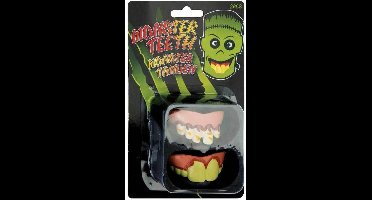 Witbaard Nepgebit Monster Tanden Roze/wit/groen 2 Stuks