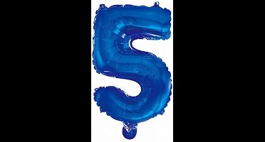 Folie Ballon Cijfer 5 Blauw 41cm