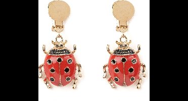 Espa Lieveheersbeestje oorbellen - Rood met zwarte stippen - 3x3 cm