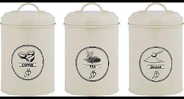Voorraadblik thee, koffie en suiker - set van 3 stuks