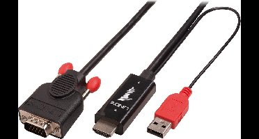 LINDY 41455 HDMI-kabel HDMI / VGA Adapterkabel HDMI-A-stekker, VGA-stekker 15-polig 1.00 m Zwart