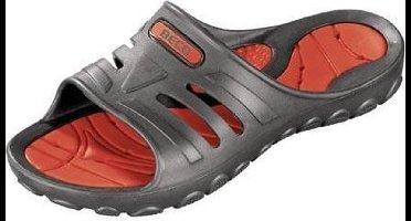 BECO Slippers - grijs/rood- Unisex - Maat 36