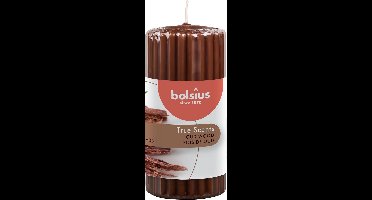 Bolsius - True Scents - Ribbed pillar - 120/58 - Oud Wood