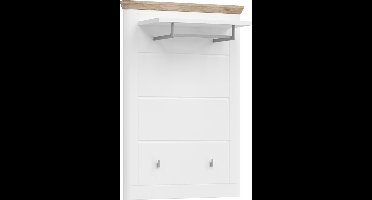 Michigan kapstok 1 plank, 1 ophangstang, 2 haken mat wit,eik decor,wit.