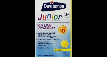 Davitamon Junior 3+ Kauwvitamines Banaan - 2 x 120 kauwtabletten - Voordeelverpakking