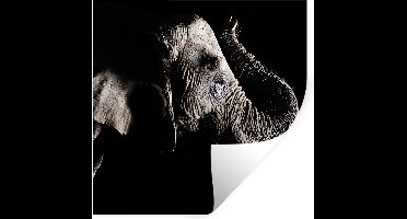 Muurstickers - Sticker Folie - Olifant - Zwart - Dieren - Natuur - 30x30 cm - Plakfolie - Muurstickers Kinderkamer - Zelfklevend Behang - Zelfklevend behangpapier - Stickerfolie