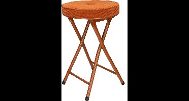 Home & Styling Bijzet krukje/stoel - Opvouwbaar - Bruin - Ribcord - D33 x H49 cm