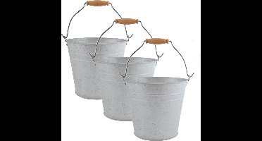 3x stuks zinken emmers/bloempotten/plantenpotten 5 liter - Tuindecoratie - Bloememmer/bloembak/plantenbak - Decoratie emmer