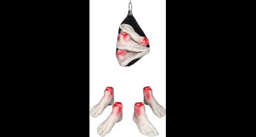 Haza-Witbaard Afgehakte nep voeten met bloed - Halloween decoratie - 4 stuks