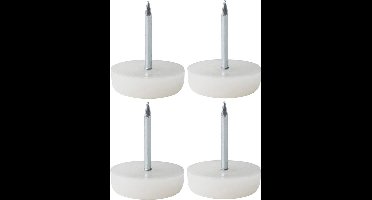 Meubel -/ stoelglijder met spijker / nagel 15mm wit kunststof set 4 stuks - stoelpoot - meubelglijder