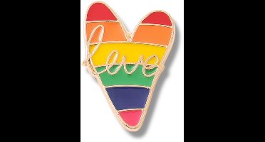 Pride Heart Pin – Regenboog Button met “Love” – Love Speld in Hartvorm