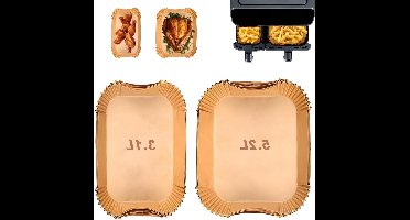 Allecto Plus - Airfryer Bakpapier voor XL Airfryers - 100 Stuks, Anti-aanbak, Hittebestendig