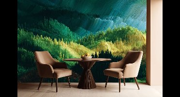 Vliesbehang Fotobehang - Enchanted Forest Dreamscape - 250x300 centimeter