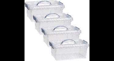 Plasticforte Opslagbox AZUL serie - 4x - met deksel - transparant - 8.5 liter - 36 x 26 x 15 cm - kunststof - opbergdoos - opbergen