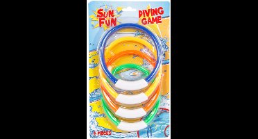 Sun Fun Duikringen Junior 13 Cm Groen/rood/geel/blauw 4 Stuks