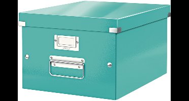 Leitz WOW Click & Store Middelgrote Kartonnen Opbergdoos - 85% Gerecycled Karton - Voor A4 Formaten - Ideaal voor Kantoor En Thuiswerken - Ijslauw