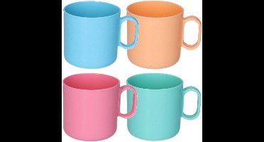 Plasticforte onbreekbare Drinkbekers - kunststof - 320 ml - 8x stuks - kinderen - mix kleuren