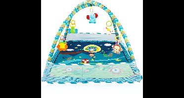 Velox Goods VL-506 Baby Gym – Interactieve Speelmat voor Baby's – Educatief en Veilig Ontwerp – Geschikt voor Baby's vanaf 3 Maanden – Inclusief Hangspeeltjes, ballen en Netstof Zijwanden – Blauw