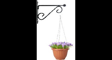 Hangpot + Muurhaak Lucca - terracotta - D20 cm - kunststof - metaal - tuinaccessoires