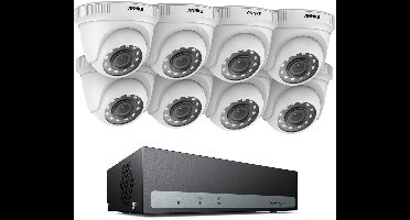 Beveiligingscamera Set – Bewakingscamera – CCTV Camera – Beveiligingssysteem – Dome Camera – 8 HD Camera’s 2MP – Ingebouwde 1TB SSD Met Nachtzicht 30 Meter