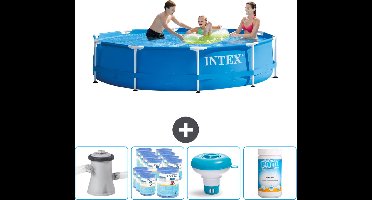 Intex Rond Frame Zwembad - 305 x 76 cm - Blauw - Inclusief Pomp Filters - Chloordrijver - Chloor