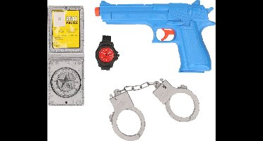 Jonotoys Politie speelgoed pistool en accessoires - kinderen - verkleed rollenspel - plastic - 13 cm