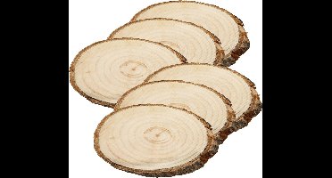 Creativ Decoratie boomschijven met bast - 24x - 9 x 6 cm - boomschijfjes onderzetters - hout