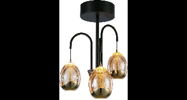 Highlight Plafondlamp Golden Egg 3 Lichts Led Amber - Zwart Ø 30cm