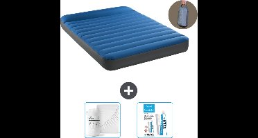 Intex Luchtbed - Twijfelaar - 137 x 191 x 22 cm - Blauw - Inclusief pomp - Hoeslaken en Reparatieset